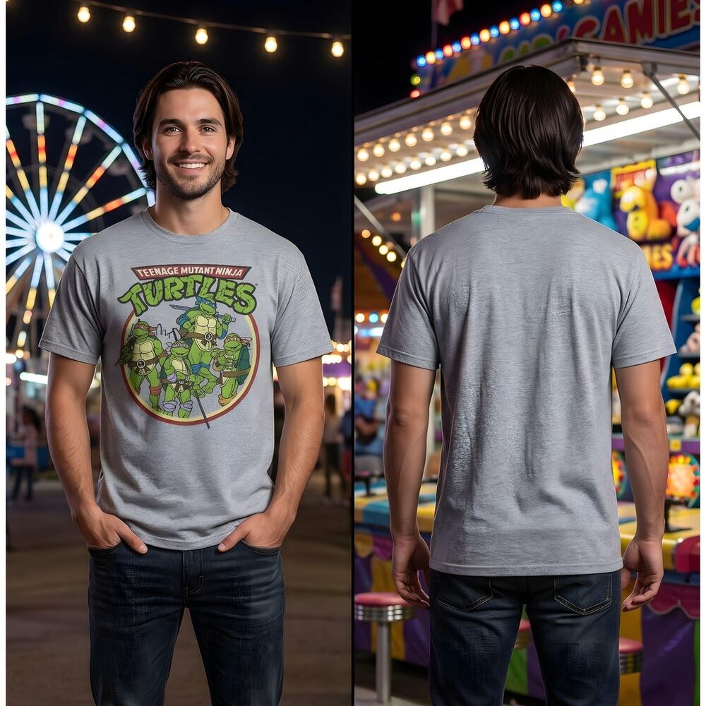 TMNT Teenage Mutant Ninja Turtles Shirt Men’s Large 44 Chest Gray Graphic Tee